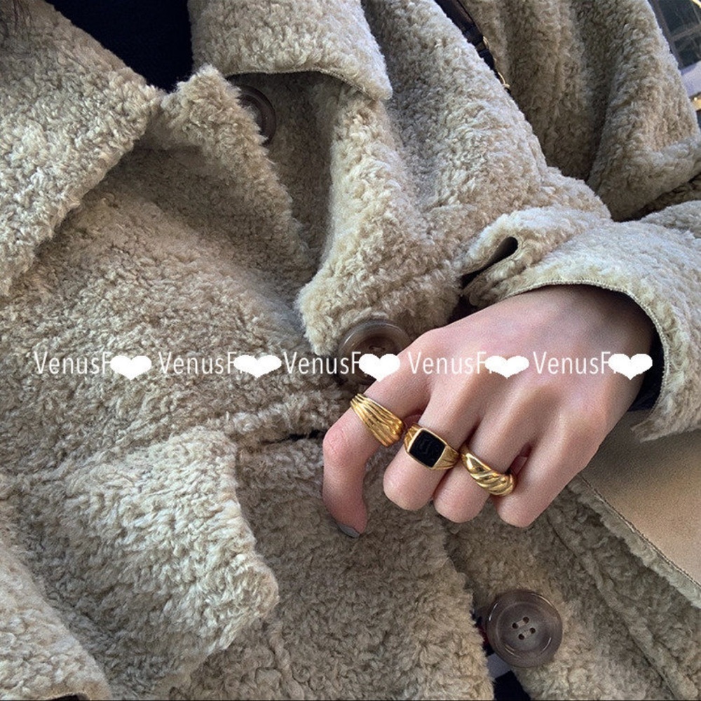 Gold plated black zircon ring